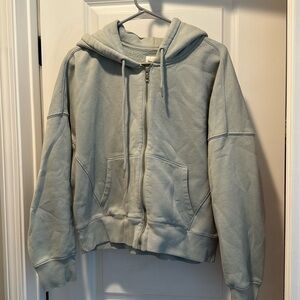 Light Sage Zip-Up Hoodie Sweatshirt - Women's